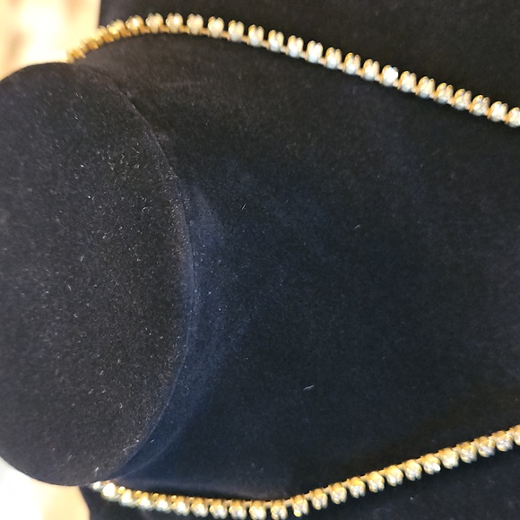 Clear Rhinestone Necklace Art Deco Style Prong Set Vintage Estate Bridal Formal - Picture 5 of 12